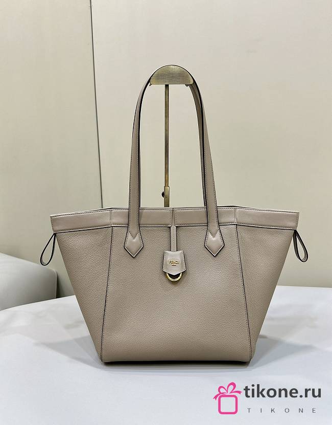 Fendi Origami Medium Dove Gray Leather Bag That Can Be Transformed - 27x27x16.5cm - 1