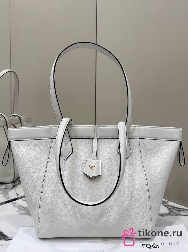 Fendi Origami Medium White Leather Bag That Can Be Transformed - 27x27x16.5cm - 1