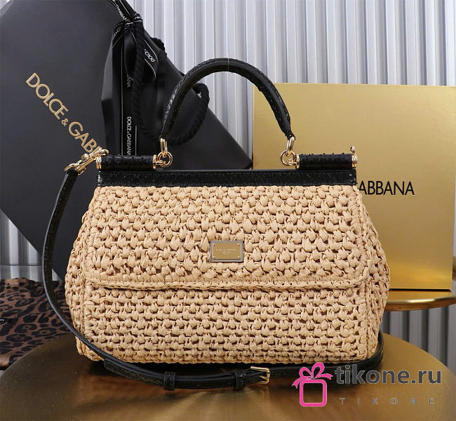 Dolce&Gabbna Elongated Raffia Sicily Handbag - 25x17x9cm - 1