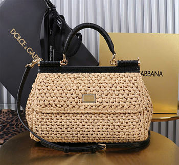 Dolce&Gabbna Elongated Raffia Sicily Handbag - 25x17x9cm