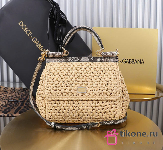 Dolce&Gabbana Medium Raffia Sicily Handbag - 20x16x8cm - 1