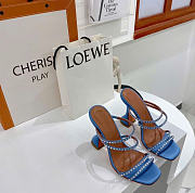 Amina Muaddi Blue Naima Crystal Heeled Sandals - 6