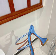 Amina Muaddi Blue Naima Crystal Heeled Sandals - 5