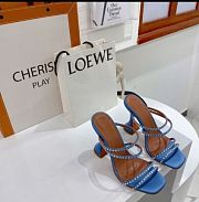 Amina Muaddi Blue Naima Crystal Heeled Sandals - 4