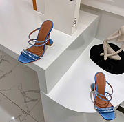 Amina Muaddi Blue Naima Crystal Heeled Sandals - 3