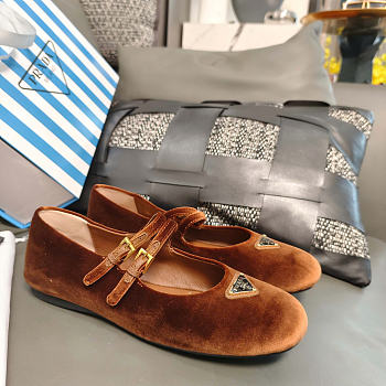 Prada Velvet Ballerinas Brown