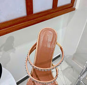 Amina Muaddi Beige Naima Crystal Heeled Sandals - 4