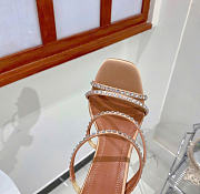 Amina Muaddi Beige Naima Crystal Heeled Sandals - 3