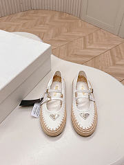Prada Ivory Nappa Leather And Raffia Ballerinas  - 1