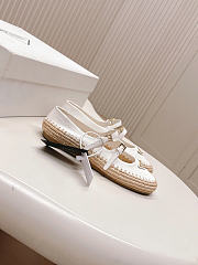 Prada Ivory Nappa Leather And Raffia Ballerinas  - 6