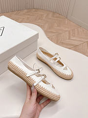 Prada Ivory Nappa Leather And Raffia Ballerinas  - 5