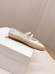 Prada Ivory Nappa Leather And Raffia Ballerinas  - 3