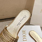 Dior Or D Lane Slide Gold-Tone Openwork Microcannage Laminated Calfskin - 5