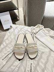 Dior Or D Lane Slide White Openwork Microcannage Laminated Calfskin - 1