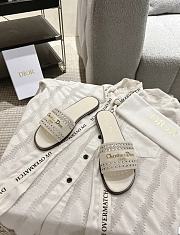 Dior Or D Lane Slide White Openwork Microcannage Laminated Calfskin - 2