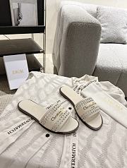 Dior Or D Lane Slide White Openwork Microcannage Laminated Calfskin - 3