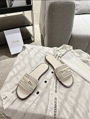 Dior Or D Lane Slide White Openwork Microcannage Laminated Calfskin - 5