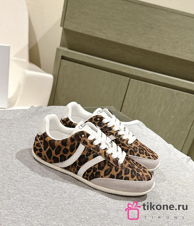 Celine Jogger Low Lace-up Sneaker in Leopard Hairy Calfskin and Calfskin - 1