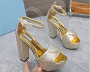 Prada Embellished Satin Platform Sandals in Gold - 6