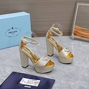 Prada Embellished Satin Platform Sandals in Gold - 2