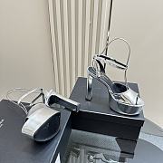 YSL Metallic Patent Jodie Platform Sandals Silver - 4