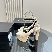 YSL Patent Jodie Platform Sandals Beige - 6