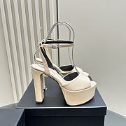 YSL Patent Jodie Platform Sandals Beige - 5