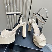 YSL Patent Jodie Platform Sandals Beige - 2