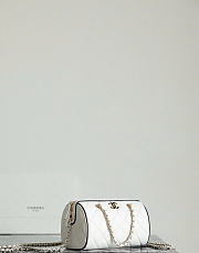 Chanel Clutch with Chain Lambskin Gold Tone Metal White Black - 18.5x11.5x11cm - 6