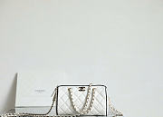 Chanel Clutch with Chain Lambskin Gold Tone Metal White Black - 18.5x11.5x11cm - 5