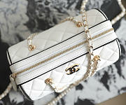Chanel Clutch with Chain Lambskin Gold Tone Metal White Black - 18.5x11.5x11cm - 3