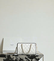 Chanel Clutch with Chain Lambskin Gold Tone Metal White Black - 18.5x11.5x11cm - 4