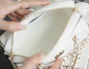 Chanel Clutch with Chain Lambskin Gold Tone Metal White Black - 18.5x11.5x11cm - 2
