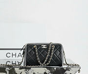 Chanel Clutch with Chain Lambskin Gold Tone Metal Black White - 18.5x11.5x11cm - 1