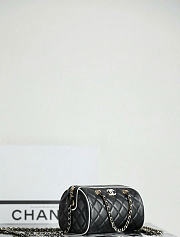 Chanel Clutch with Chain Lambskin Gold Tone Metal Black White - 18.5x11.5x11cm - 5