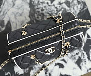 Chanel Clutch with Chain Lambskin Gold Tone Metal Black White - 18.5x11.5x11cm - 3