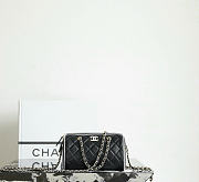 Chanel Clutch with Chain Lambskin Gold Tone Metal Black White - 18.5x11.5x11cm - 2