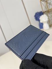 LV Double Card Holder Monogram Shadow Leather Blue M14789 - 11x7x1.5cm - 2