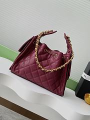 Chanel 25 Handbag Small Grained Calfskin Gold Tone Metal Burgundy - 30x26x14cm - 5