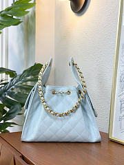 Chanel 25 Handbag Small Grained Calfskin Gold Tone Metal Baby Blue - 30x26x14cm - 6