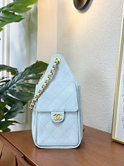 Chanel 25 Handbag Small Grained Calfskin Gold Tone Metal Baby Blue - 30x26x14cm - 5