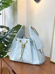 Chanel 25 Handbag Small Grained Calfskin Gold Tone Metal Baby Blue - 30x26x14cm - 4