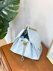 Chanel 25 Handbag Small Grained Calfskin Gold Tone Metal Baby Blue - 30x26x14cm - 3