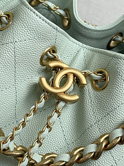 Chanel 25 Handbag Small Grained Calfskin Gold Tone Metal Light Green - 30x26x14cm - 6
