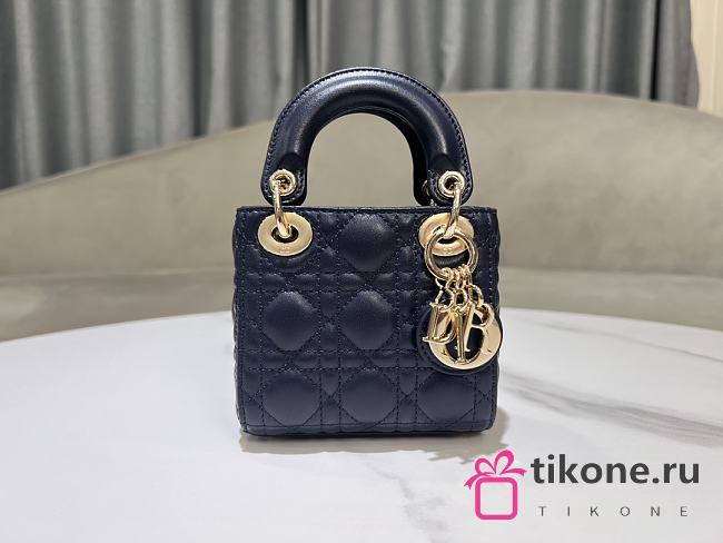 Lady Dior Micro Bag Navy Cannage Lambskin - 12x10.2x5cm - 1