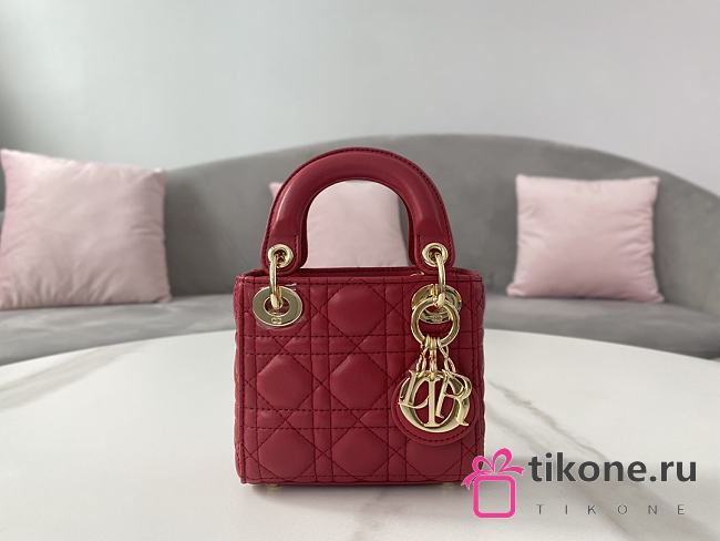 Lady Dior Micro Bag Dark Red Cannage Lambskin - 12x10.2x5cm - 1