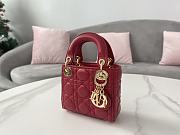 Lady Dior Micro Bag Dark Red Cannage Lambskin - 12x10.2x5cm - 3
