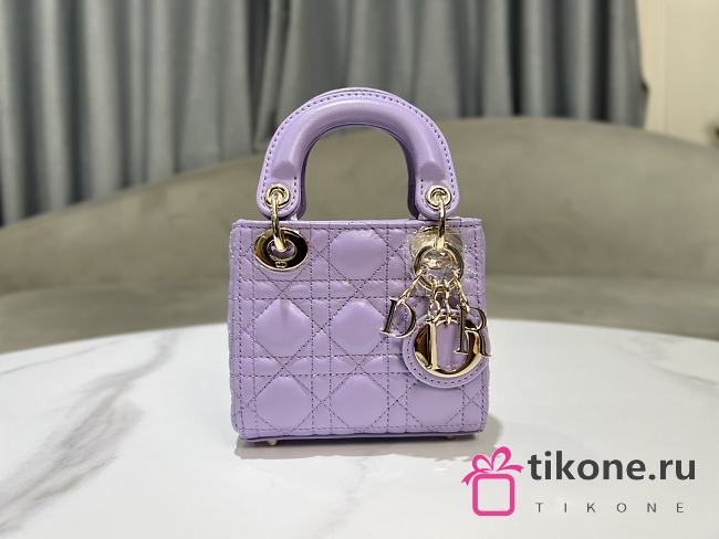 Lady Dior Micro Bag Dark Purple Cannage Lambskin - 12x10.2x5cm - 1
