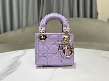 Lady Dior Micro Bag Dark Purple Cannage Lambskin - 12x10.2x5cm
