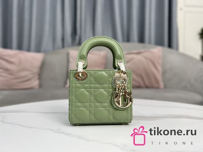 Lady Dior Micro Bag Avocado Green Cannage Lambskin - 12x10.2x5cm - 1